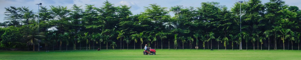 riding lawn mower on a field
